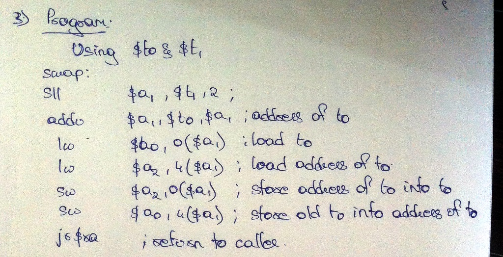 Question & Answer: Assume that $t0 and $t1 hold the addresses of two words in memory. Write the code to..... 1