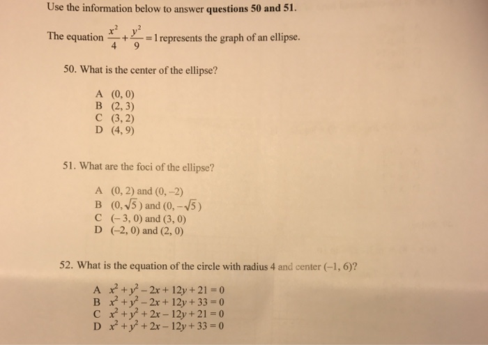 The Equation X 2 4 Y 2 9 1 Represents The Graph Chegg Com