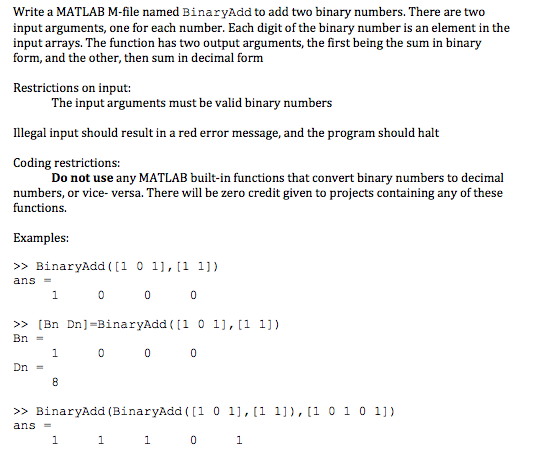 How To Solve This Matlab Binary Numbers Problem? P... | Chegg.com