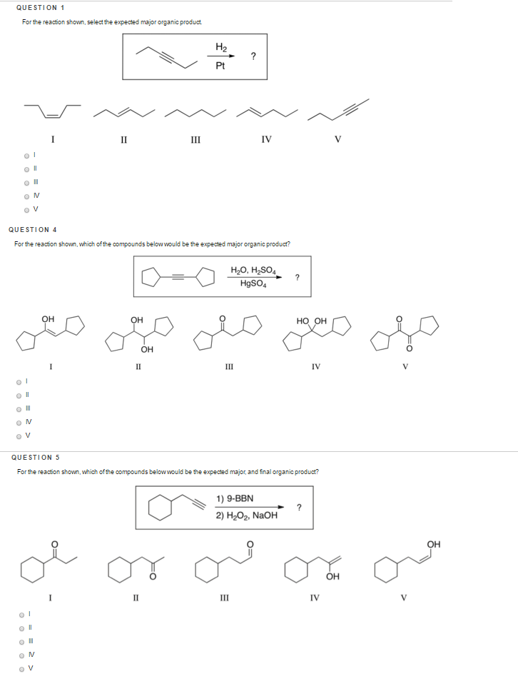 Solved For The Reaction Shown, Select The Expected Major