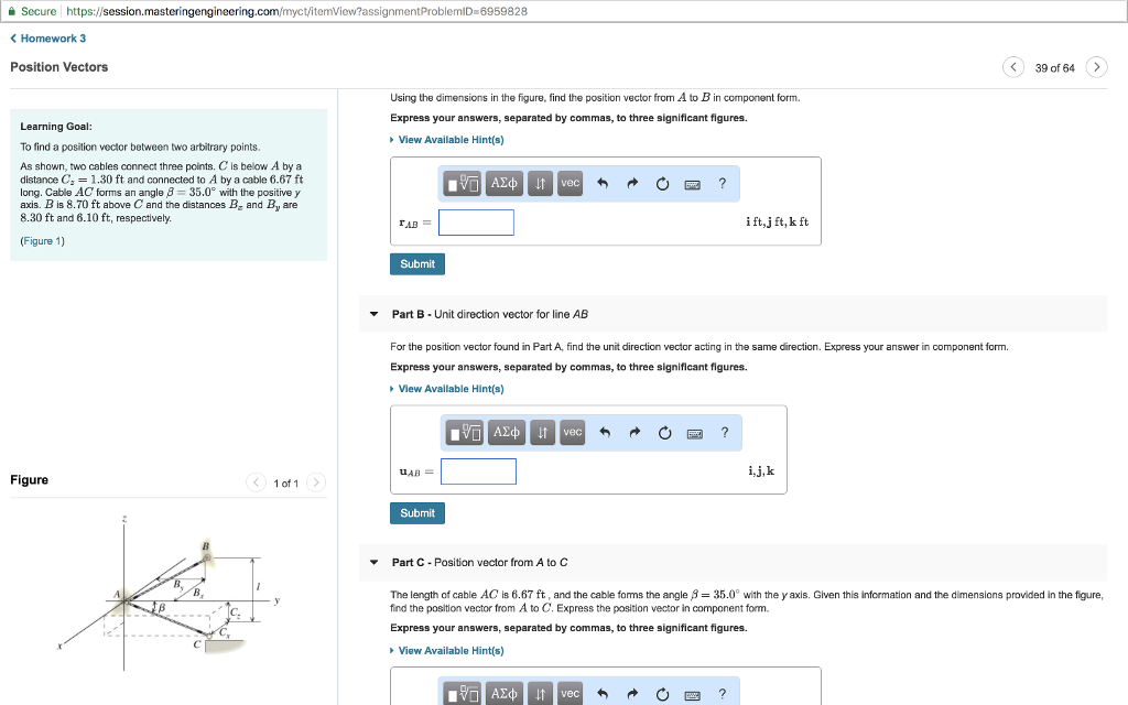 secure https session masteringengineering co chegg com using the dimensions in the figure find the position vector from a to b in component form