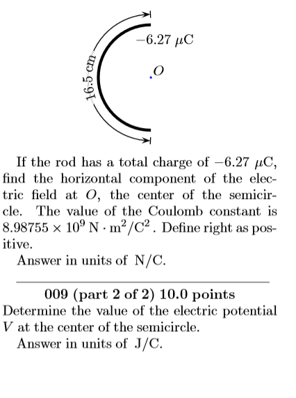 Solved If The Rod Has A Total Charge Of 6 27 C Find The Chegg Com