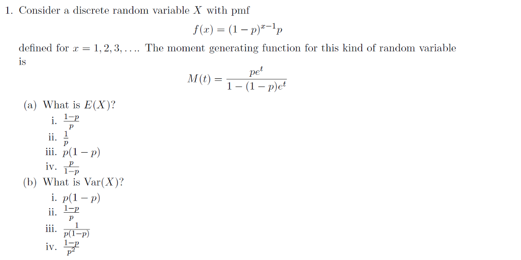 Solved Consider A Discrete Random Variable X With Pmf F X Chegg Com