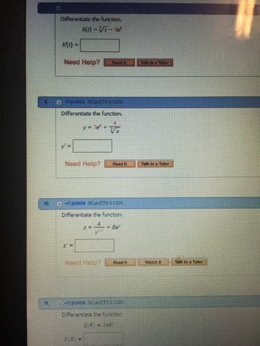 Differentiate The Function H T 9 Squareroot T Chegg Com