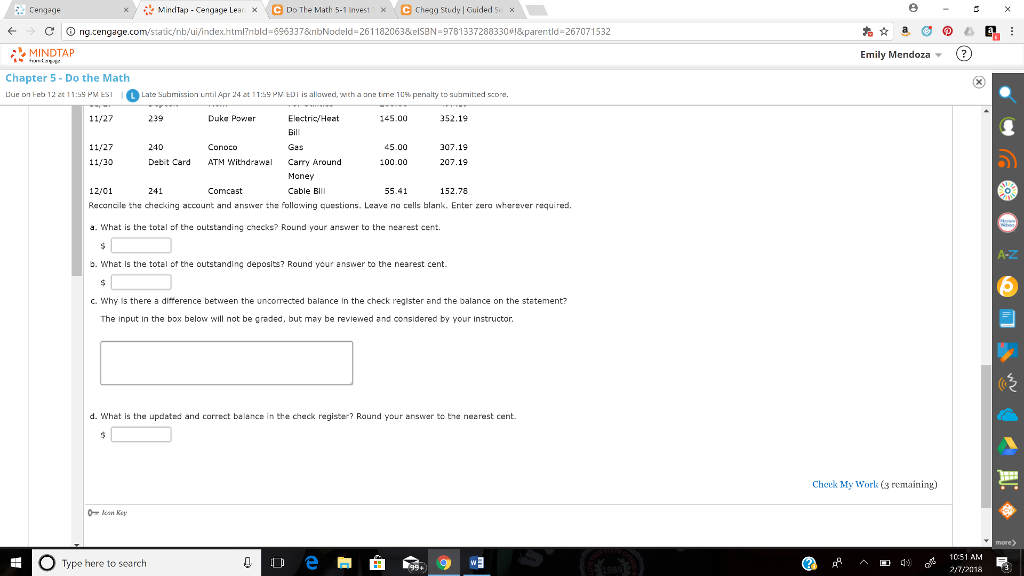 solved do the math 5 3 reconciling a checking account and what is a check register