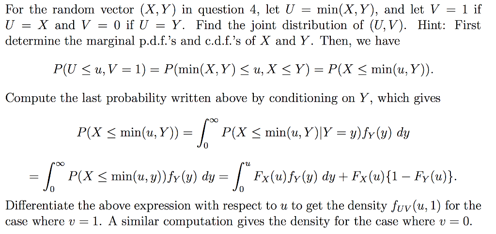 For The Random Vector X Y In Question 4 Let U Chegg Com