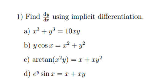 Solved Find Dy Dx Using Implicit Differentiation A X 3 Chegg Com