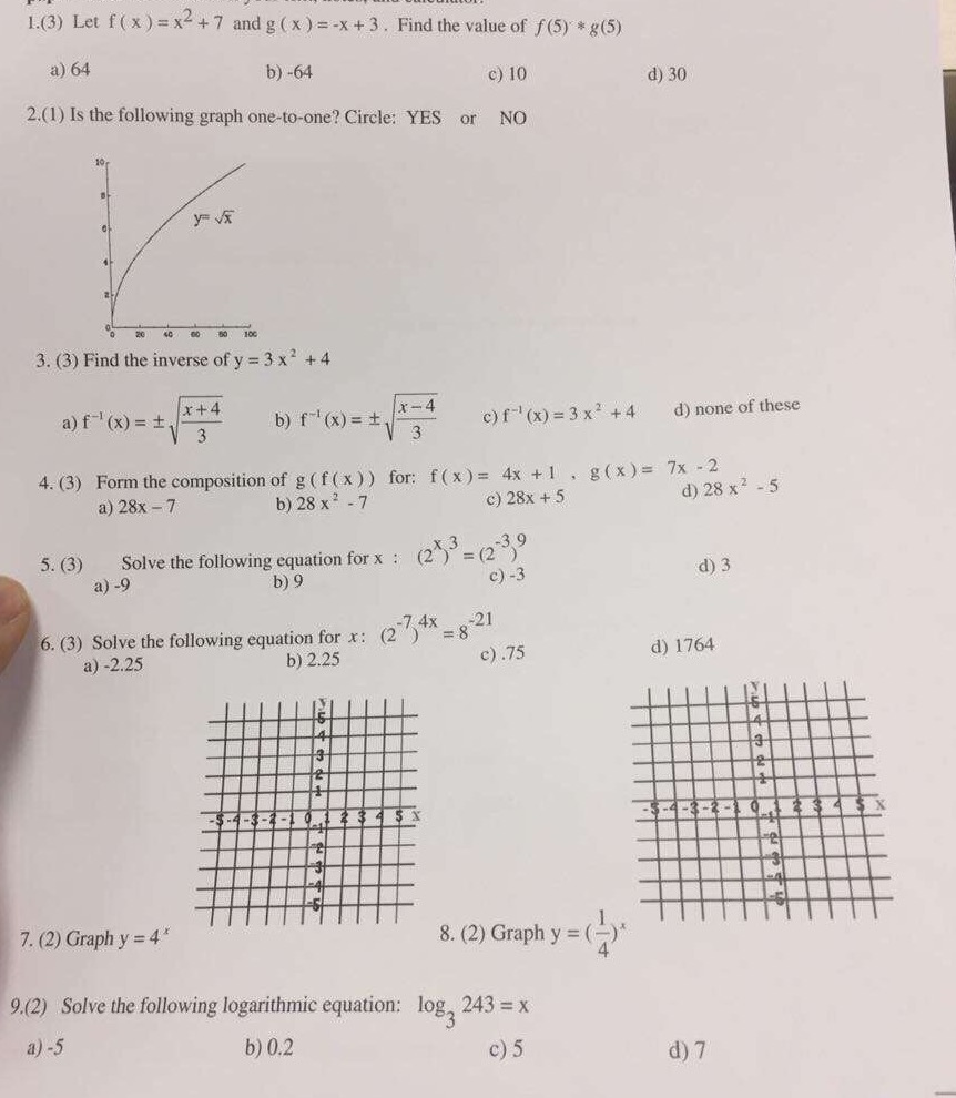 Solved 1 3 Let F X X2 7 And G X X 3 Find The Chegg Com