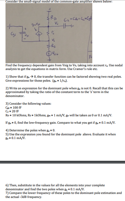 Solved Consider The Small Signal Model Of The Common Gate Chegg Com