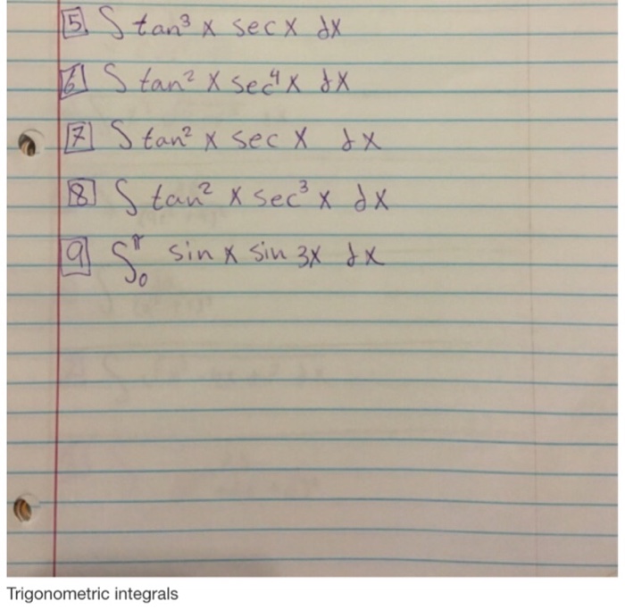 integral sec x tan x dx