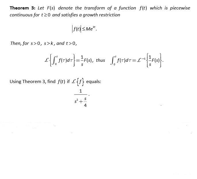 Solved Let F S Denote The Transform Of A Function F T W Chegg Com