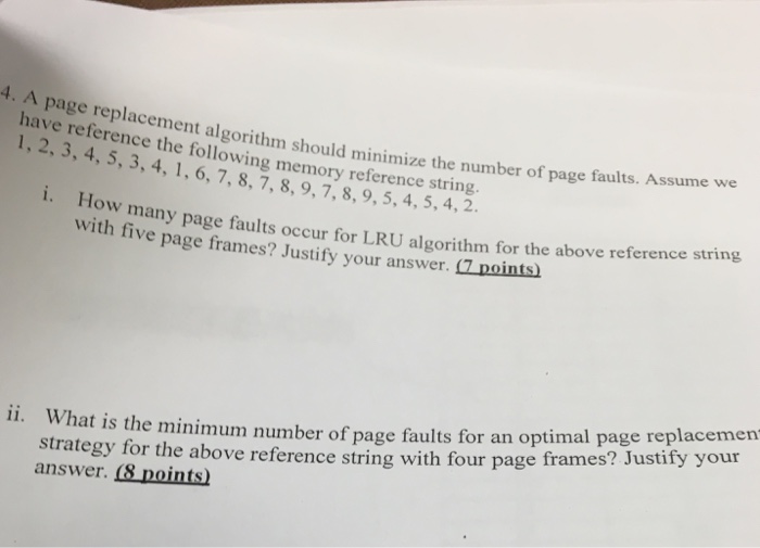 Solved A Page Replacement Algorithm Should Minimize The N Chegg Com