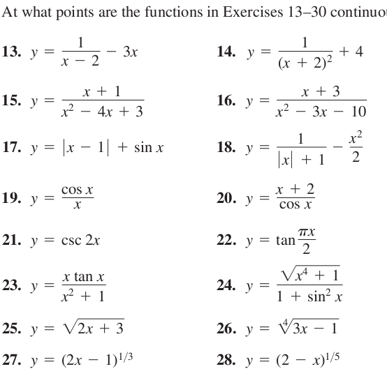 At What Points Are The Functions In Exercises 13 30 Chegg Com