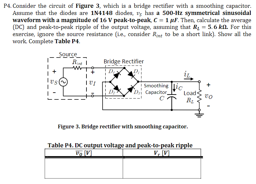 full wave bridge rectifier calculator