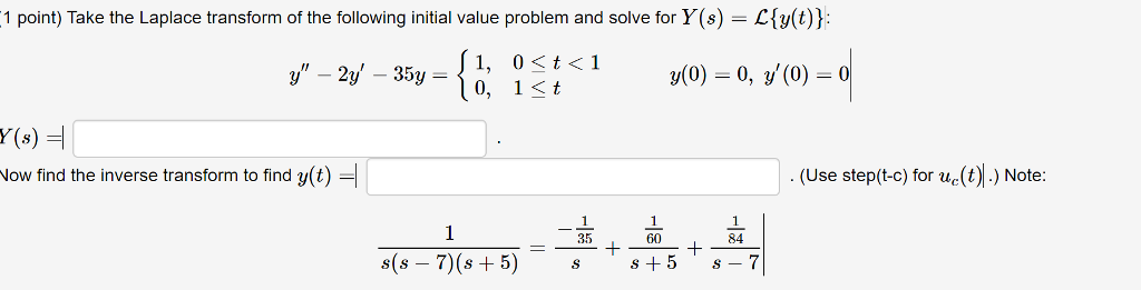 Solved Take The Laplace Transform Of The Following Initia Chegg Com