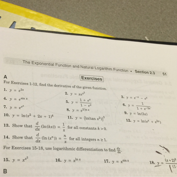 Solved For Exercies 1 12 Find The Derivative Of The Given Chegg Com