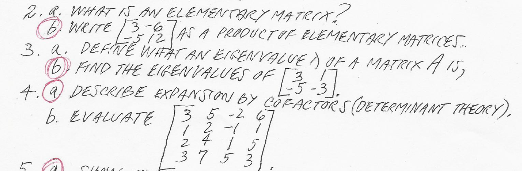 Solved What Is An Elementary Matrix Write 3 6 5 12 A - 