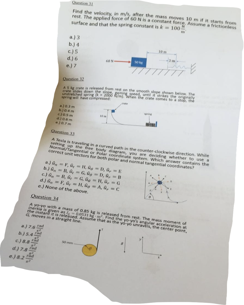 Solved Find The Velocity In M S After The Moves 10 M If Chegg Com