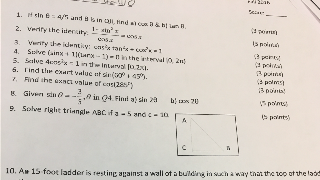 Solved If Sin Theta 4 5 And Theta Is In Qii Find Cos T Chegg Com