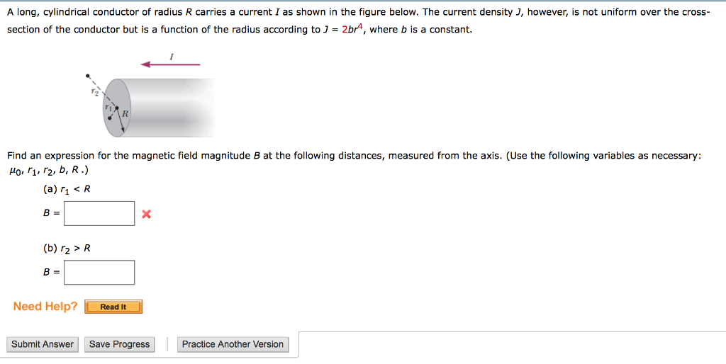 A Long Cylindrical Conductor Of Radius R Carries A Chegg Com