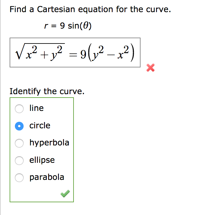 Solved Find A Cartesian Equation For The Curve. R = 9 Sin