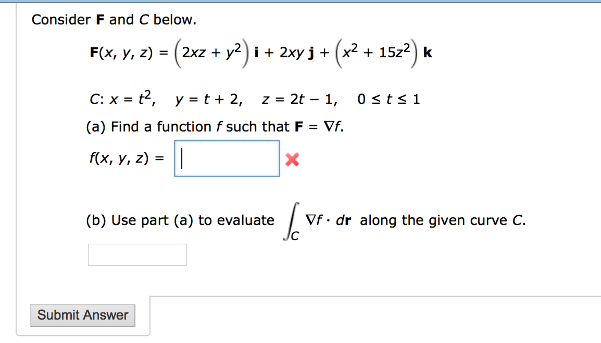 Solved Consider F And C Below F X Y Z 2xz Y 2 I Chegg Com