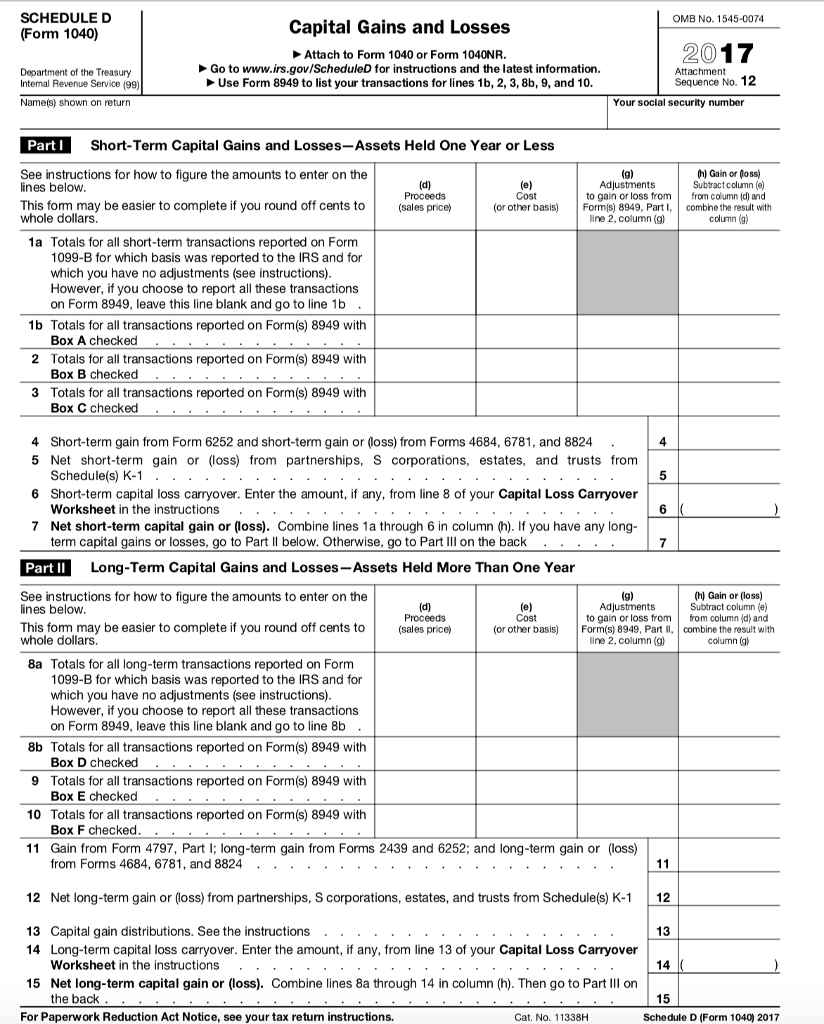 form 1040 capital gains
 Fill Out A 9 IRS TAX Form 9 Schedule D Based ...
