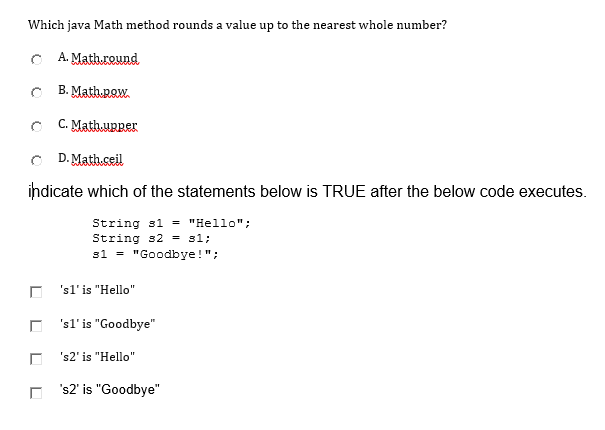 Solved Which Java Math Method Rounds A Value Up To The Ne