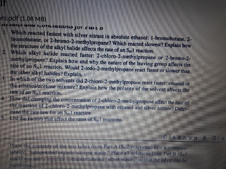 In Absol ... Which Solved: Nitrate Reacted Silver With Fastest