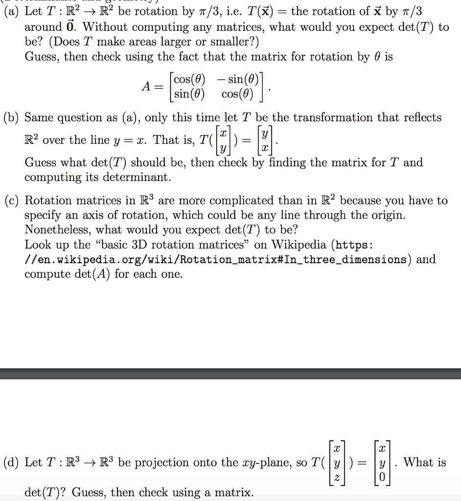 Solved A Let R2 R2 Be Rotation By N 3 I E T X Th Chegg Com