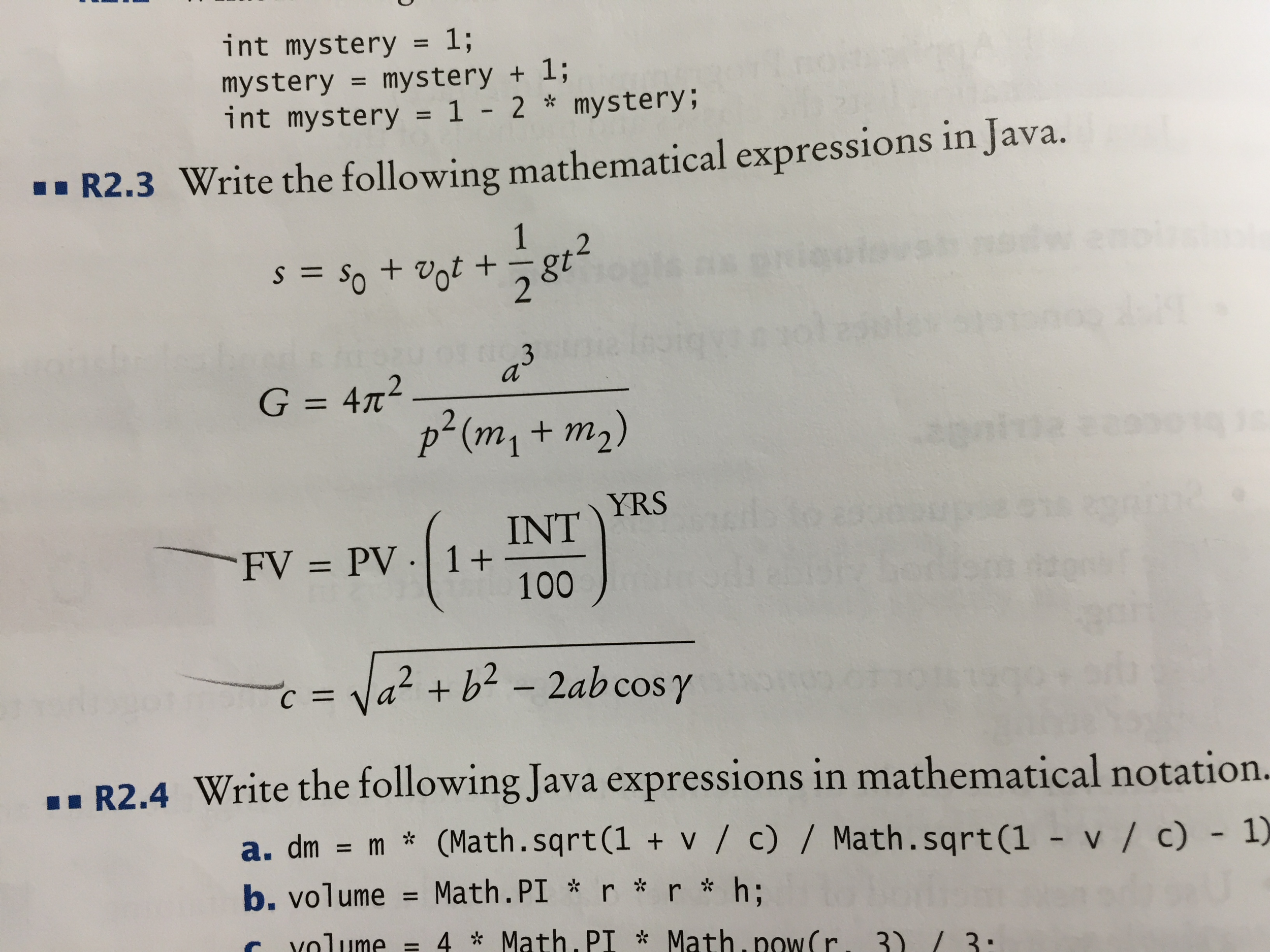 Write the following mathematical expressions in Java.  Chegg.com