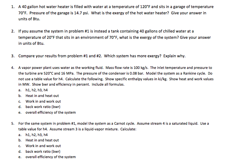 Solved 1 A 40 Gallon Hot Water Heater Is Filled With Wat