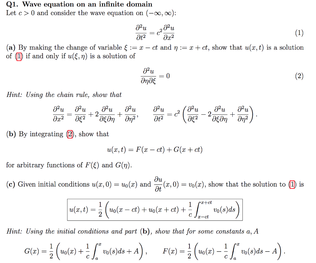 Solved Q1 Wave Equation On An Infinite Domain Let C 0 Chegg Com