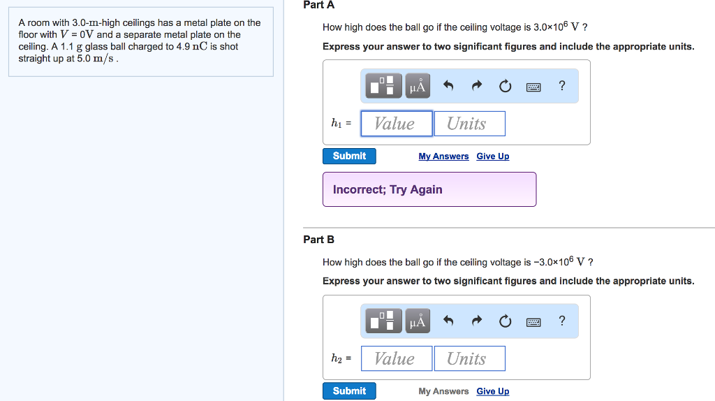 Solved A Room With 3 0 M High Ceilings Has A Metal Plate
