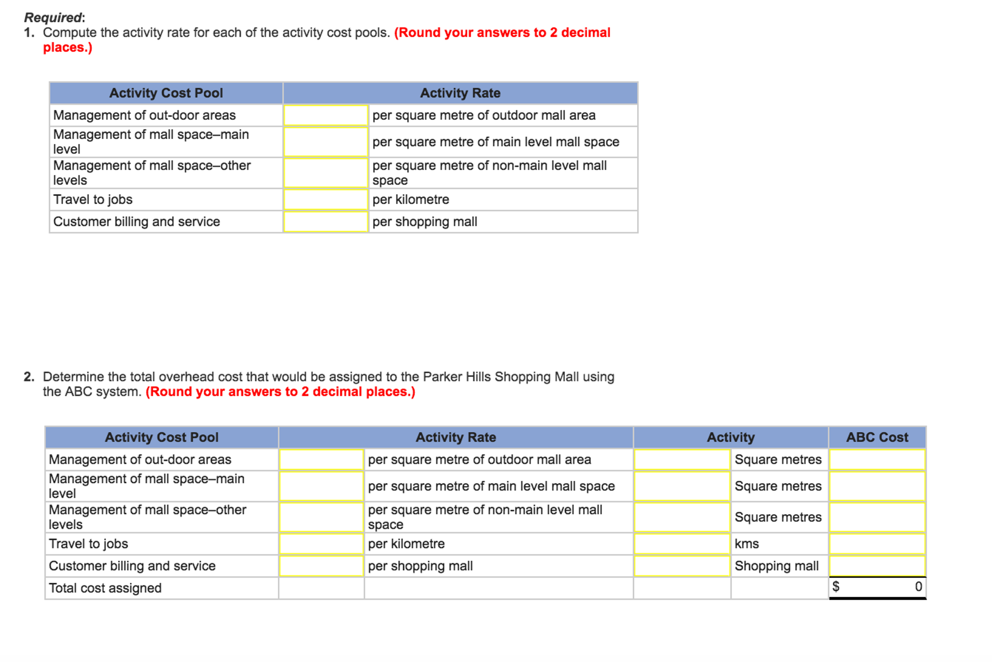 Solved Compute The Activity Rate For Each Of The Activity