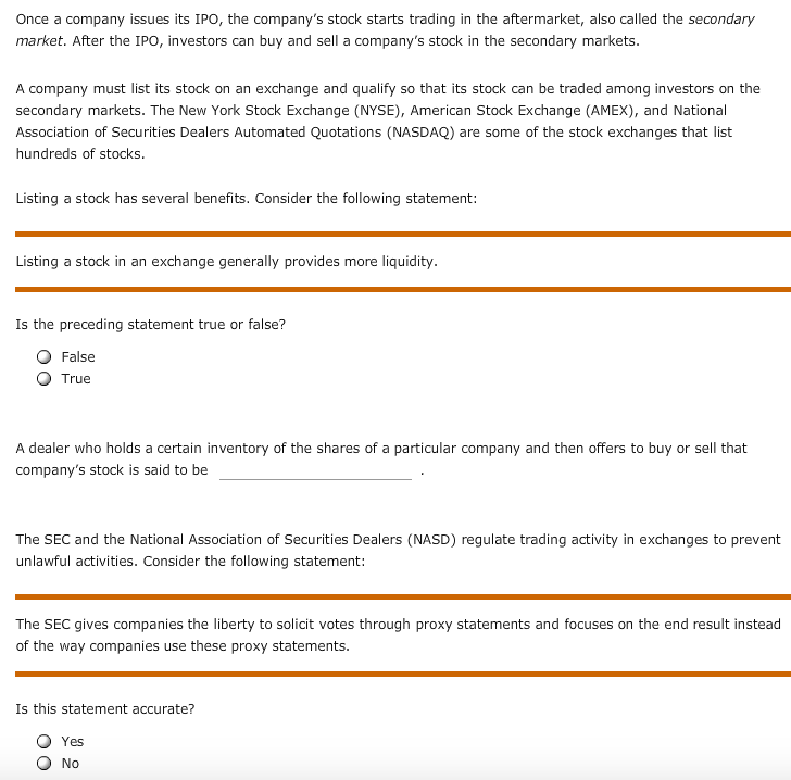 Solved Once A Company Issues Its Ipo The Company S Stock Chegg Com Solved Once A Company Issues Its Ipo The Company S Stock Chegg Com