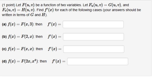 Solved Let F U V Be A Function Of Two Variables Let F Chegg Com