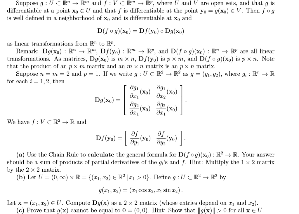 Solved Suppose G U C Rn Rm And F V C Rm Rp Where Chegg Com