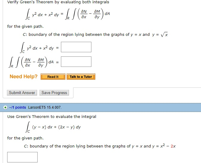 Verify Green S Theorem Evaluating Both Integrals Chegg 