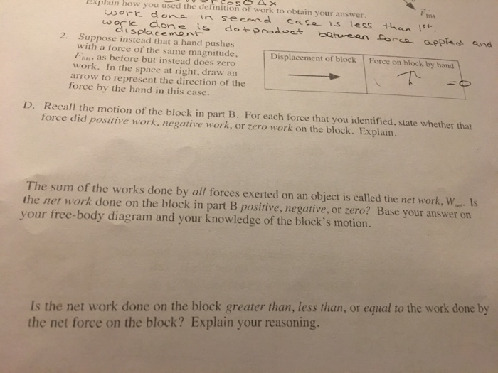 explain how you used the definition of work to obt chegg com explain how you used the definition of