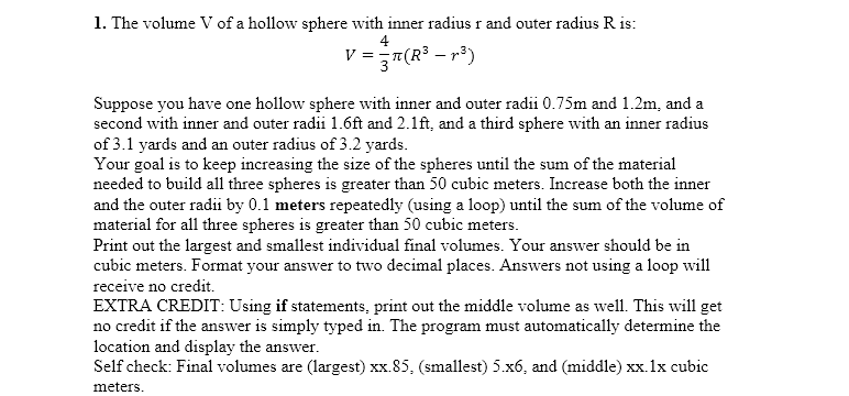 volume of hollow sphere