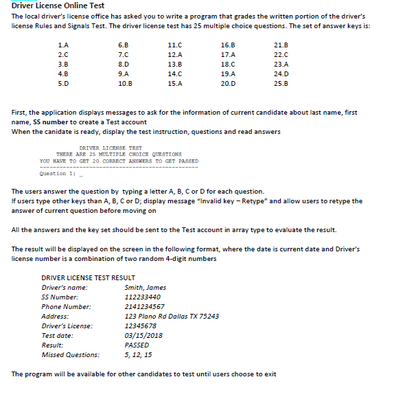 Solved Driver License Online Test The local driver's license