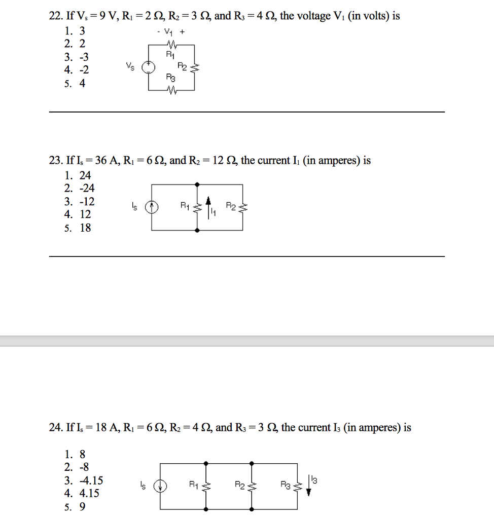 Solved 22 If V 9 V R 2 R2 3 And R3 4 The Volt Chegg Com