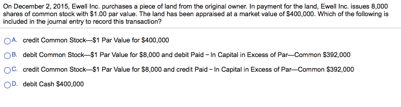 On december 2, 2015, ewell inc. purchases a piece