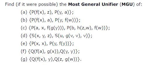 Solved Find If It Were Possible The Most General Unifier Chegg Com