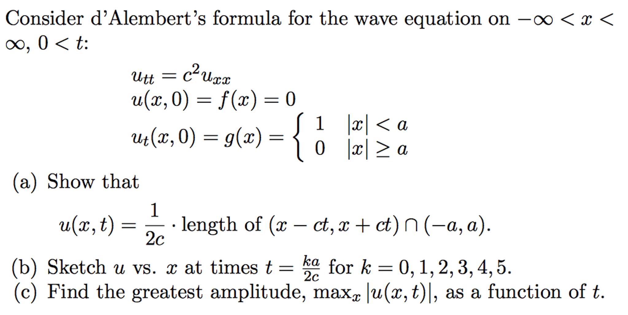 Partial Differential Equation Pde D Alembert S Chegg Com