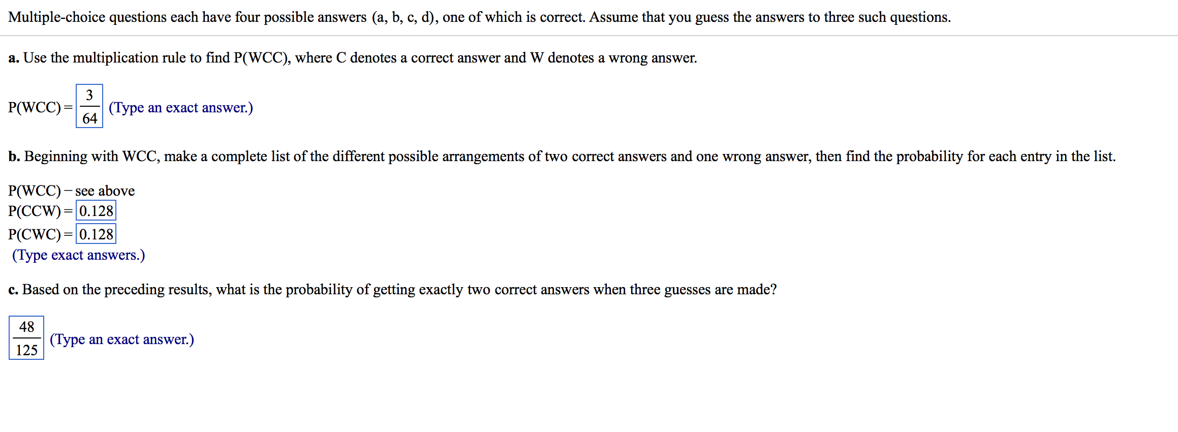 Multiple choice texts. Multiple choice texts