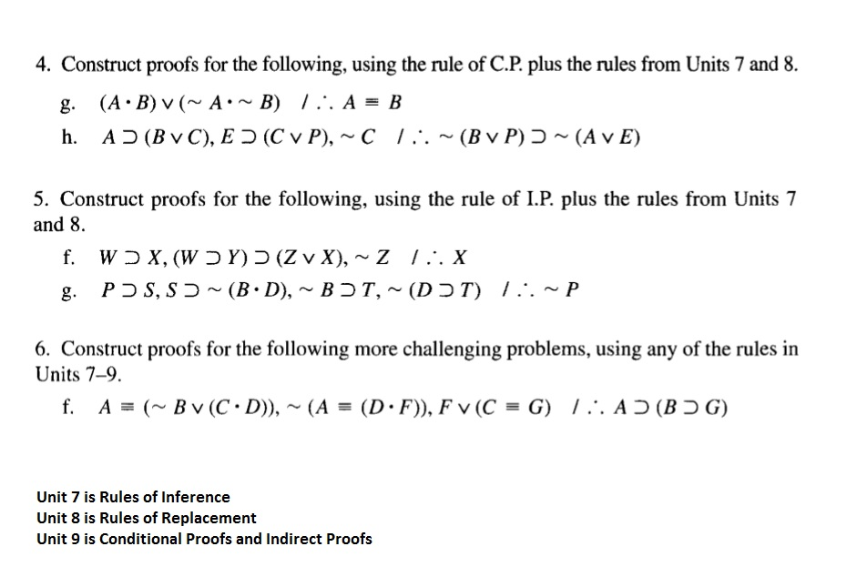 Solved Construct Proofs For The Following Using The Rule Chegg Com
