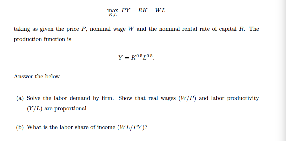 Solved A Firm Maximizes Profit By Choosing Capital And La Chegg Com