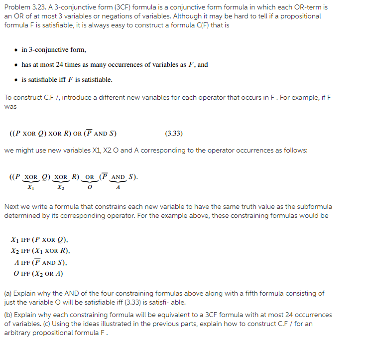 Solved A 3 Conjunctive Form 3cf Formula Is A Conjunctiv Chegg Com
